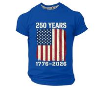 Camiseta patriótica con cuello redondo para el día a día. Ajuste cómodo, ideal para el Día de la Independencia con estampado alegre, material ligero para niños activos, versátil y combinable con, azul