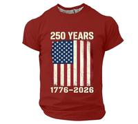 Camiseta patriótica con cuello redondo para el día a día. Ajuste cómodo, ideal para el Día de la Independencia con estampado alegre, material ligero para niños activos, versátil y combinable con, rojo