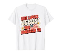 Camiseta patriótica She Loves Jesus and America Too Camiseta
