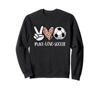 Camiseta Peace Love Soccer con diseño de leopardo, bonito estampado de fútbol deportivo Sudadera