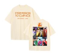 Camiseta Permission TO Dance ON Stage-Live 2025 Camiseta Estampada de algodón de High Street(A-Beige,2XL)