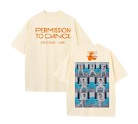 Camiseta Permission TO Dance ON Stage-Live 2025 Camiseta Estampada de algodón de High Street(B-Beige,2XL)