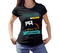 Camiseta Personalizable · con tu Foto y/o Textos · A Todo Color · Mujer · Manga Corta · 100% algodón · Impresión DTG o DTF · Diseña tu Camiseta Personalizada · Camiseta Entallada (S, Negro)