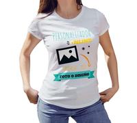 Camiseta Personalizable · con tu Foto y/o Textos · A Todo Color · Mujer · Manga Corta · 100% algodón · Impresión DTG o DTF · Diseña tu Camiseta Personalizada · Camiseta Entallada(S, Blanco)