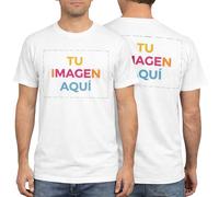 Camiseta Personalizable Hombre | Imagen Delantera y Trasera | Diseño Completo a Medida | Corte Regular Cómodo Original Personalizado (FR/ES, Letras, XL, Regular, Regular, Blanco)