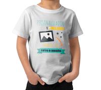 Camiseta Personalizable para niño o niña · con tu Foto y/o Textos · A Todo Color · Unisex · Manga Corta · 100% algodón · Impresión DTG o DTF · Diseña tu Camiseta Personalizada (9-10, Blanco)