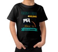 Camiseta Personalizable para niño o niña · con tu Foto y/o Textos · A Todo Color · Unisex · Manga Corta · 100% algodón · Impresión DTG o DTF · Diseña tu Camiseta Personalizada (3-4, Negro)