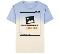 Camiseta Personalizable | Unisex | Manga Corta | Bicolor con Efecto Lavado Y Tintado | 100% Algodón | 150 G/M2 (L, Azul Pastel)