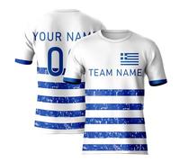 Camiseta personalizada de Grecia para hombres, mujeres y niños, camiseta de fútbol de apoyo al país, personalizable, para añadir el nombre del equipo, número de equipo, Blanco y azul., M