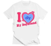 Camiseta Personalizada DIY con Estampado I Love My Boyfriend/Girlfriend Camisetas con Imagen Personalizada Hombres Mujeres Ropa De Calle Regalo para Parejas del Día De San Valentín Color3,S