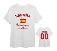 Camiseta Personalizada España Campeones Mundial 2026 - Selección Española | Camiseta España Equipo Fútbol Selección País - Espalda con Nombre y Número Personalizables - Versión Hombre Mujer y Niño