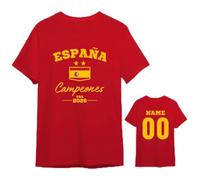 Camiseta Personalizada España Campeones Mundial 2026 - Selección Española | Camiseta España Equipo Fútbol Selección País - Espalda con Nombre y Número Personalizables - Versión Hombre Mujer y Niño