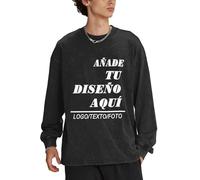 Camiseta Personalizada Hombre Manga Larga, Diseña tu Logo, Foto o Texto, Camisetas Personalizado para Hombre y Mujer, añade tu Imagen,Camisa para Trabajo, Gimnasio o Deportes