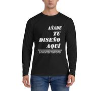 Camiseta Personalizada Hombre Manga Larga, Diseña tu Logo, Foto o Texto, Camisetas Personalizado para Hombre y Mujer, añade tu Imagen,Camisa para Trabajo, Gimnasio o Deportes