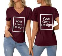 Camiseta Personalizada Mujer Manga Corta Camisa Personalizar Cuello en V - Regalos Personalizados Tus Fotos y Textos A Todo Tops Tshirt Fiesta Uniformes Sociedades Suelto Regalos Personalizados