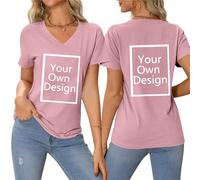 Camiseta Personalizada Mujer Manga Corta Camisa Personalizar Cuello en V - Regalos Personalizados Tus Fotos y Textos A Todo Tops Tshirt Fiesta Uniformes Sociedades Suelto Regalos Personalizados