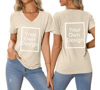 Camiseta Personalizada Mujer Manga Corta Camisa Personalizar Cuello en V - Regalos Personalizados Tus Fotos y Textos A Todo Tops Tshirt Fiesta Uniformes Sociedades Suelto Regalos Personalizados