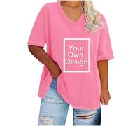 Camiseta Personalizada Mujer Manga Corta Camisa Personalizar Talla Grande - Regalos Personalizados Tus Fotos y Textos A Todo Fiesta Tops Algodón Uniformes Sociedades Regalos Personalizados