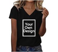 Camiseta Personalizada Mujer Personalizar Camisa Delante y Detras - Regalos Personalizados Tus Fotos y Textos A Todo Fiesta Manga Corta Tops Algodón Uniformes Sociedades Regalos Personalizados