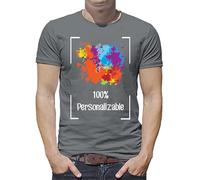 Camiseta Personalizada · Personalizable con Tus Fotos y Textos · A Todo Color Serigrafía - No usamos Transfers ni Pegatinas - Manga Corta - Unisex (FR/ES, Letras, XL, Regular, Regular, Gris Plomo)