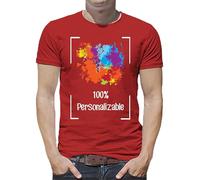 Camiseta Personalizada · Personalizable con Tus Fotos y Textos · A Todo Color Serigrafía - No usamos Transfers ni Pegatinas - Manga Corta - Unisex (FR/ES, Letras, L, Regular, Regular, Rojo)