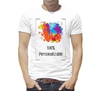Camiseta Personalizada · Personalizable con Tus Fotos y Textos · A Todo Color Serigrafía - No usamos Transfers ni Pegatinas - Manga Corta - Unisex (FR/ES, Letras, S, Regular, Regular, Blanco)