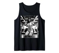 Camiseta Pin-up Girl & Sports Car - JDM Girl & JDM Cars B&W V1 Camiseta sin Mangas
