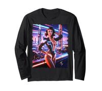 Camiseta Pinup Girl para Hombre - Retrofuturismo Pin up Girl #2 Manga Larga