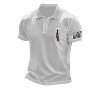 Camiseta polo con estampado de cruz cristiana para hombre, diseño de bandera de Estados Unidos, manga corta, camiseta de golf, ropa patriótica para celebraciones del 4 de julio, Blanco, XL