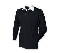 Camiseta polo, de Front Row, manga larga, de rugby Negro negro XXL/ 119 cm- 124 cm