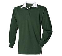 Camiseta polo, de Front Row, manga larga, de rugby Verde verde oscuro XXL/ 119 cm- 124 cm