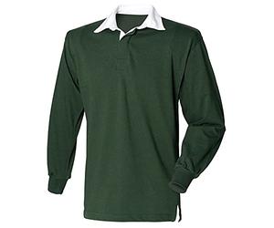 Camiseta polo, de Front Row, manga larga, de rugby Verde verde oscuro XXL/ 119 cm- 124 cm