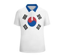 Camiseta Polo Informal de Manga Corta con la Bandera de Corea del Sur para Hombre.