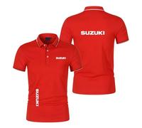 Camiseta Polo para Hombre Cómoda para SU.ZU.K.I con Cuello Media Manga Colores Contrastantes para Fitness Manga Corta Transpirable con Botones-HongS||m