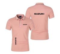 Camiseta Polo para Hombre Cómoda para SU.ZU.K.I con Cuello Media Manga Colores Contrastantes para Fitness Manga Corta Transpirable con Botones-FS||l