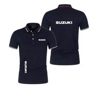 Camiseta Polo para Hombre Cómoda para SU.ZU.K.I con Cuello Media Manga Colores Contrastantes para Fitness Manga Corta Transpirable con Botones-SLanS||m