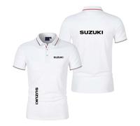 Camiseta Polo para Hombre Cómoda para SU.ZU.K.I con Cuello Media Manga Colores Contrastantes para Fitness Manga Corta Transpirable con Botones-BaiS||l