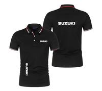 Camiseta Polo para Hombre Cómoda para SU.ZU.K.I con Cuello Media Manga Colores Contrastantes para Fitness Manga Corta Transpirable con Botones-HeiS||s