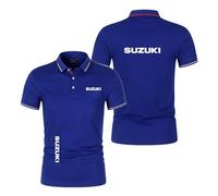 Camiseta Polo para Hombre Cómoda para SU.ZU.K.I con Cuello Media Manga Colores Contrastantes para Fitness Manga Corta Transpirable con Botones-LanS||l