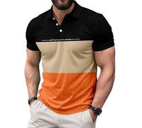 Camiseta Polo para Hombre de Manga Corta Secado rápido con Estampado de la Bandera Americana y Bloques de Color Camiseta de Golf Deportiva