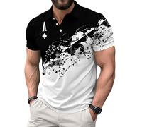 Camiseta Polo para Hombre de Manga Corta Secado rápido con Estampado de la Bandera Americana y Bloques de Color Camiseta de Golf Deportiva