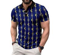 Camiseta Polo para Hombre de Manga Corta Secado rápido con Estampado de la Bandera Americana y Bloques de Color Camiseta de Golf Deportiva