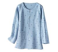 Camiseta Post Surgery Tearaway Hombre Manga Larga con Abertura Completa para el Brazo para Los Pacientes y el Cuidado a Largo Plazo de la Parálisis (Color : Blue, Size : M)