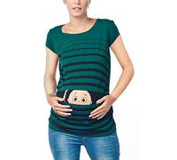 Camiseta premamá de manga corta, diseño divertido verde oscuro M