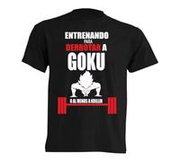 Camiseta Premium Goku Entrenando para Derrotar a Goku/Krillin España 190grs Negra 100% Algodon Unisex (FR/ES, Letras, M, Regular, Regular, Negro)