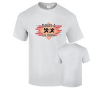Camiseta Premium Manos a la Obra Manolo y Benito Serie Española 90s 190grs Blanca 100% Algodon Unisex (FR/ES, Letras, XXL, Regular, Regular, Blanco)