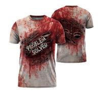 Camiseta Problema Resuelto Sangre, Problema Resuelto, Halloween, Estoy Bien Sangre, Terror Camisetas Básicas Cómodo Shirts Deporte T-Shirt para Senderismo Running Camping 3XL