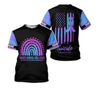 Camiseta Programas Personalizados De Concienciación sobre El Suicidio Camisetas Informal Manga Corta Cuello Redondo Mangas Cortas para Deportiva Gimnasio Correr 3XL