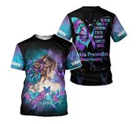 Camiseta Programas Personalizados De Concienciación sobre El Suicidio Manga Corta Informal Camisetas Cuello Redondo Mangas Cortas para Pesca Deportiva Entrenamiento L
