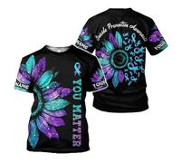 Camiseta Programas Personalizados De Concienciación sobre El Suicidio Mangas Cortas Hombre Manga Corta Elegante T-Shirt para Pesca Correr Entrenamiento 3XL